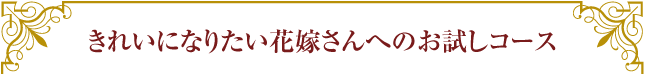 きれいになりたい花嫁さんへのお試しコース