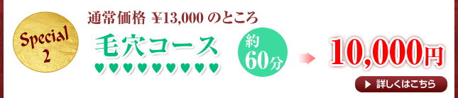 毛穴クリアコース　通常価格￥13,000円→5,250円