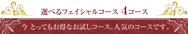 選べるフェイシャルコース３コース　今とってもお得なお試しコース